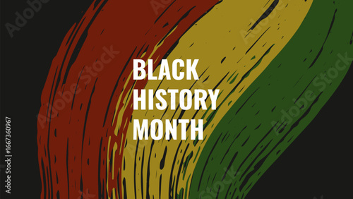 Black History Month African American history card celebration. Red yellow green color. Web page banner poster design. Vector.