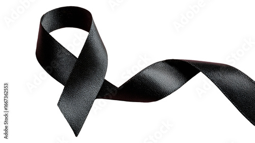 Black and White Awareness Ribbon With Transparent Background, PNG