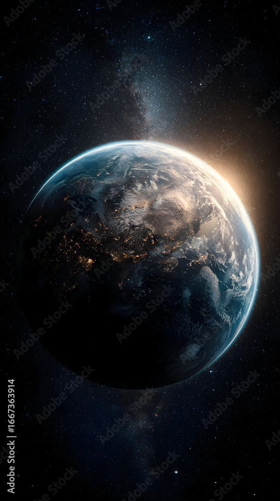 Obraz premium Earthrise: A Celestial Tapestry of Light and Shadow