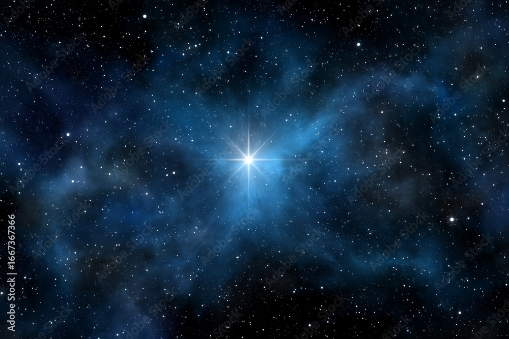 Fototapeta premium Brilliant starburst in deep space nebula amidst countless stars