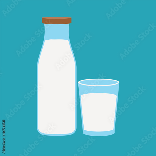 Milk with Glass Illustration