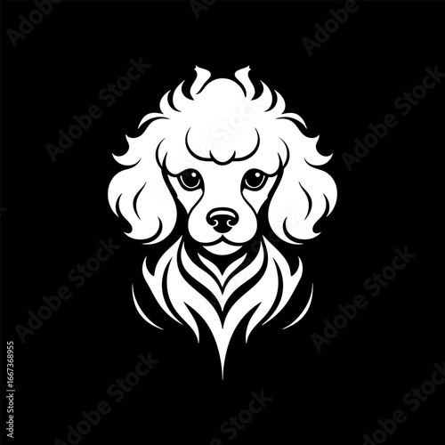 Poodle face face with fire logo concept