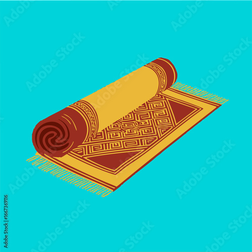 Rolled Prayer Rug Cartoon