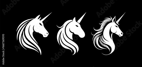 Unicorn Logo Black and White