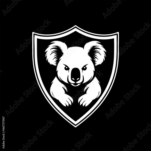 Koala angry in shield