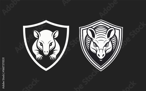 Armadillo angry in shield