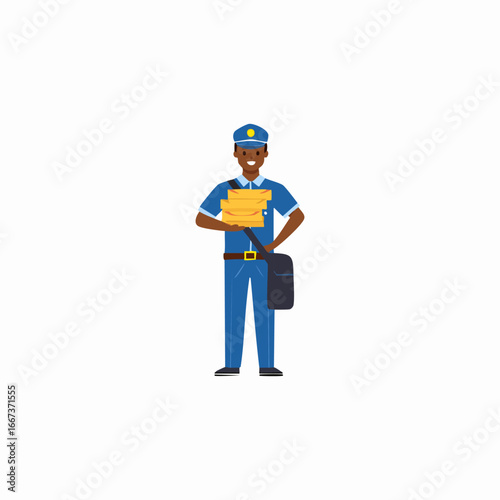 mail carrier holding a stack of letters
