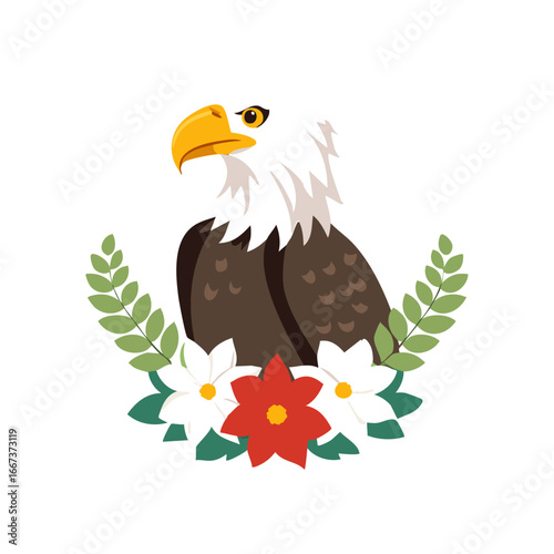 Bald Eagle with with Flower Arrangement
