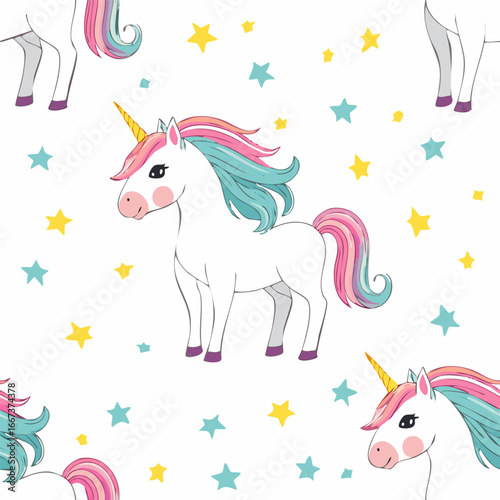 simple illustration Seamless Pattern Cute Unicorn