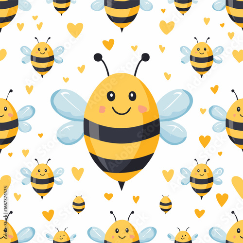 simple illustration Seamless Pattern Cute Bee