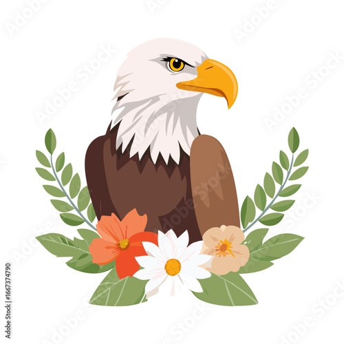clean minimalist Eagle with Flower Arrangement