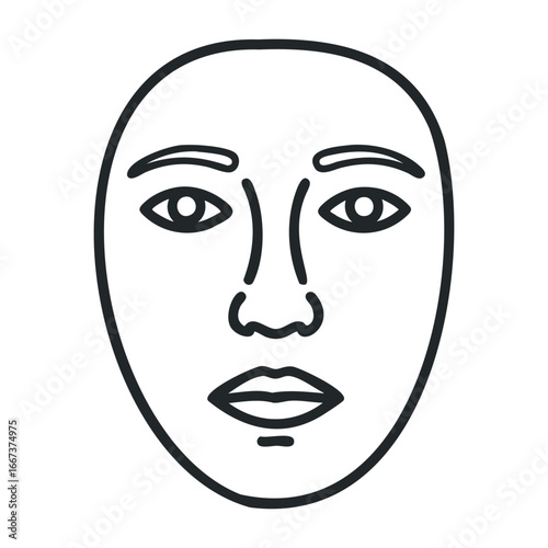 Artistic illustration of a facial expression digital art minimalist style abstract environment front view emotion concept. Vector outline illustration