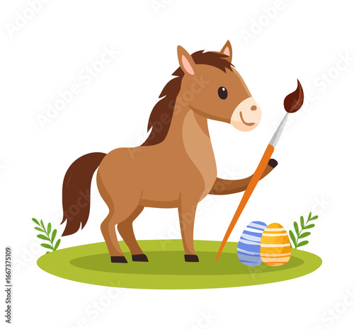Cute Horse painting eggs