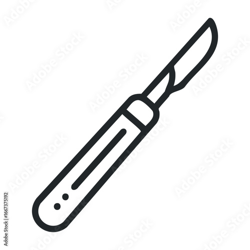 Surgical precision using a scalpel in a medical procedure hospital operating room medical image professional environment. Vector outline illustration