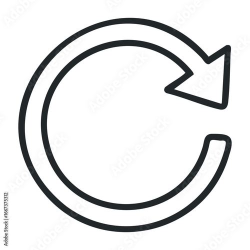 Refreshing circular arrow icon digital design graphic content minimalist environment top-down view concept. Vector outline illustration