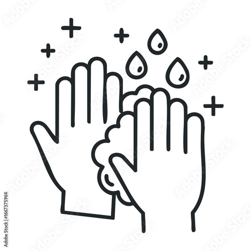 Handwashing technique demonstration for hygiene awareness indoor setting educational infographic cleanliness focus. Vector outline illustration