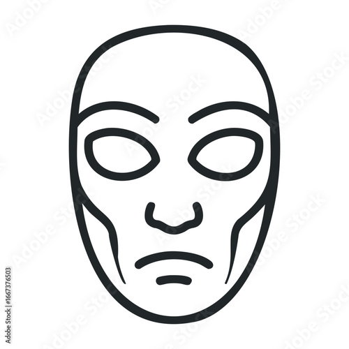 Alien mask design graphic art digital illustration minimalist style unique concept. Vector outline illustration