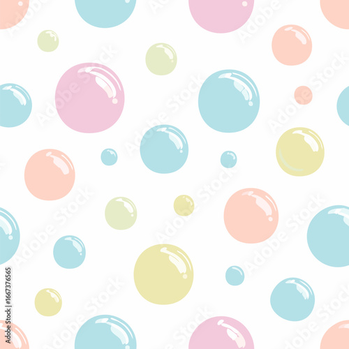 Seamless pattern of pastel colored water bubbles