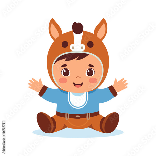 cute Baby Wearing Horse Clothes