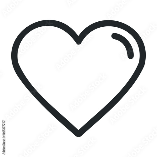 Emotional expression of love digital design heart icon minimalist style flat view symbol of affection. Vector outline illustration