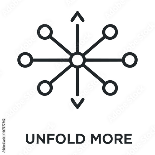 Explore interactive graphic elements unfold more with engaging visual designs in a digital environment. Vector outline illustration