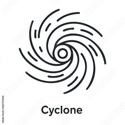 Cyclone formation and impact coastal regions illustration natural environment top-down view weather phenomenon. Vector outline illustration