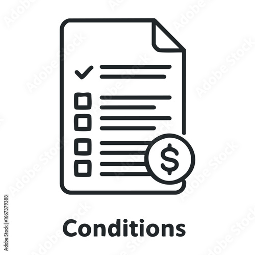 Financial conditions checklist business office document type professional setting overview compliance guidance. Vector outline illustration