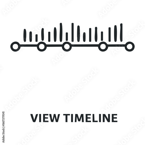 Analyze timeline data for enhanced insights digital environment infographic content interactive viewpoint. Vector outline illustration