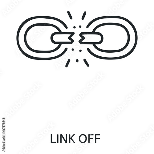Breaking connections the concept of disconnection in modern technology digital space graphic design abstract view. Vector outline illustration