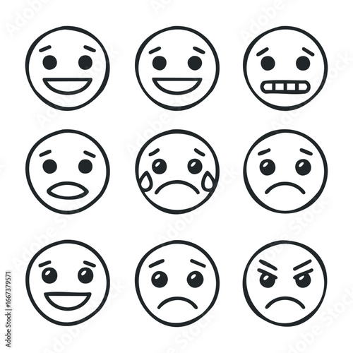 Expressive emotions display digital art visual representation abstract emotional spectrum. Vector outline illustration