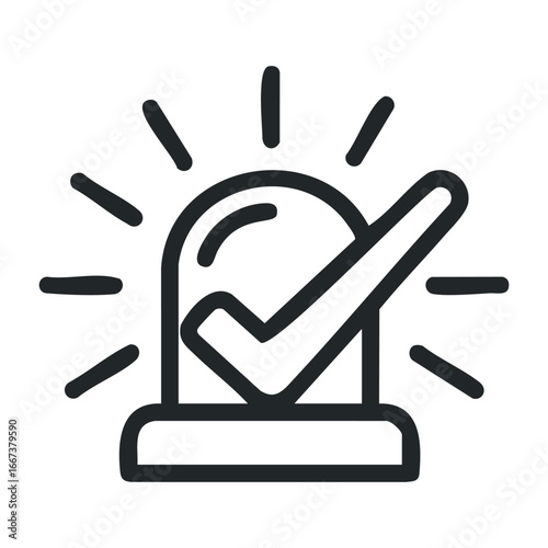 Emergency alert system activation urban area graphic icon digital environment top view safety concept. Vector outline illustration
