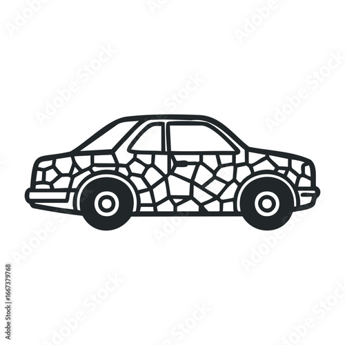 Exploring the impact of urban decay on classic cars city streets digital art urban environment side view abstract concepts. Vector outline illustration