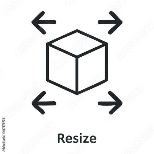 Resizing graphic elements for design projects digital space graphics creative environment overhead view visual concept. Vector outline illustration