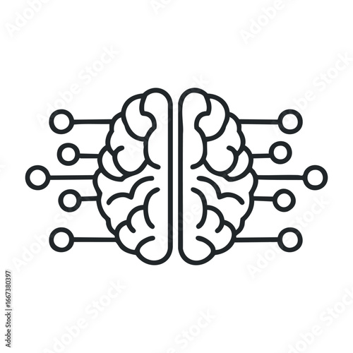 black brain with circuit connections clip art preview