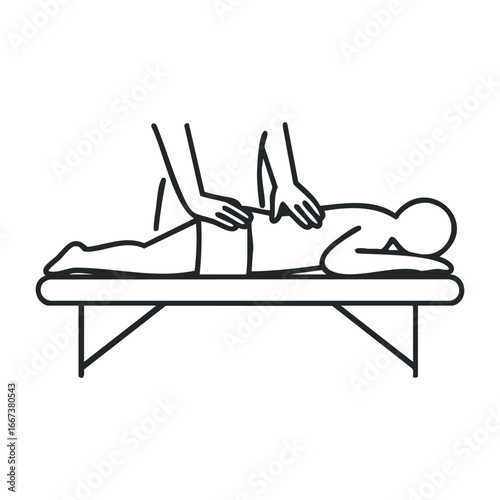 Therapeutic massage techniques for relaxation wellness center infographic calm environment side view holistic health. Vector outline illustration