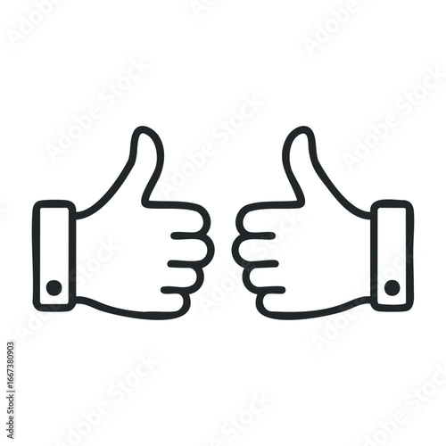 Positive gestures in everyday life thumbs up sign minimalist design graphic illustration indoor environment creative concept. Vector outline illustration
