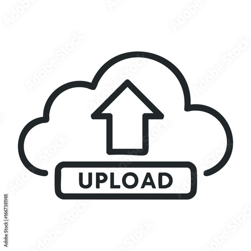 Uploading files to cloud storage a step-by-step guide for users in a digital environment. Vector outline illustration