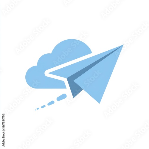 Paper airplane flying through a cloud, leaving a trail
