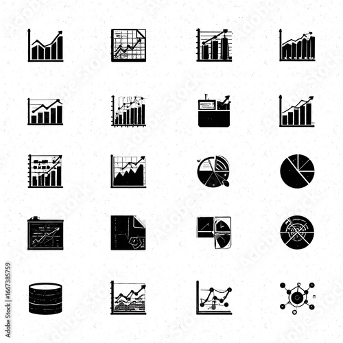 Business charts and graphs icons
