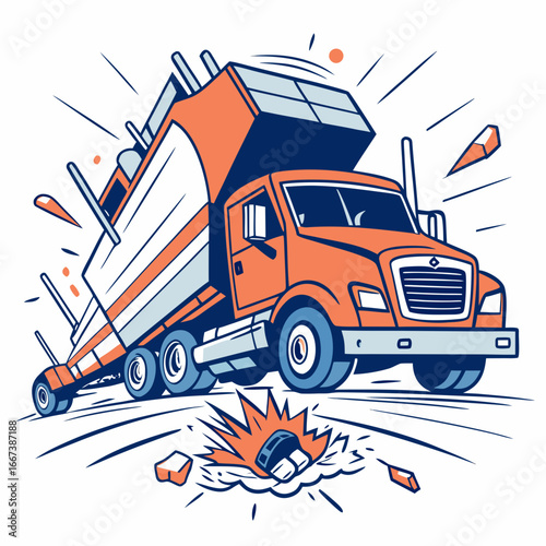 truck on the road crash