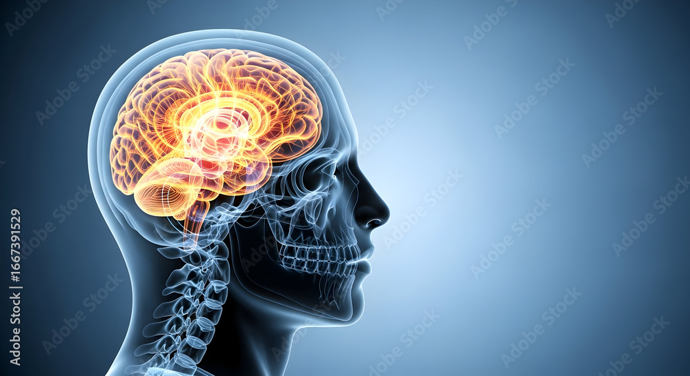 Obraz premium Human brain activity conceptual image showcasing intelligence and cognition anatomical rendering
