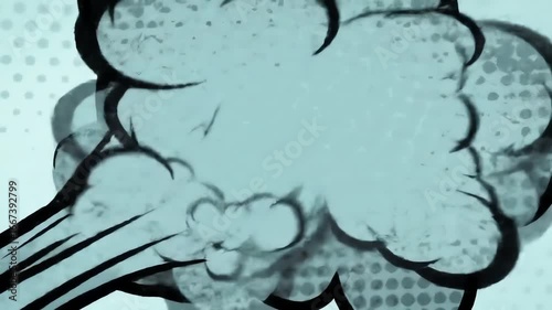 Animated Explosion Effect of Cartoon Style Cloud with Smoke in Motion