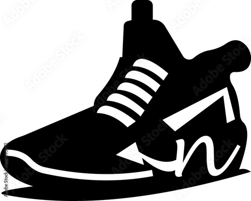 This distinctive running shoe icon blends simplicity with athletic symbolism "Dynamic Stride Silhouette of a High-Performance for Speed, fitness applications Endurance, and Modern Athletic Branding"