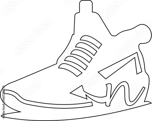 This distinctive running shoe icon blends simplicity with athletic symbolism "Dynamic Stride Silhouette of a High-Performance for Speed, fitness applications Endurance, and Modern Athletic Branding"
