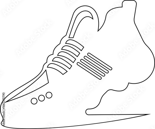 This distinctive running shoe icon blends simplicity with athletic symbolism "Dynamic Stride Silhouette of a High-Performance for Speed, fitness applications Endurance, and Modern Athletic Branding"