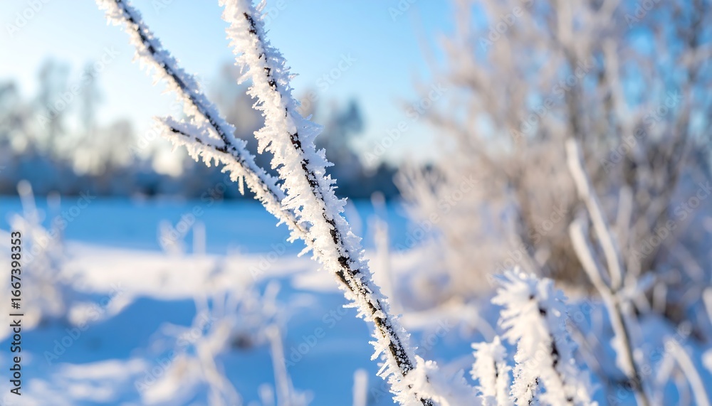 Obraz premium Frost adorns winter branch