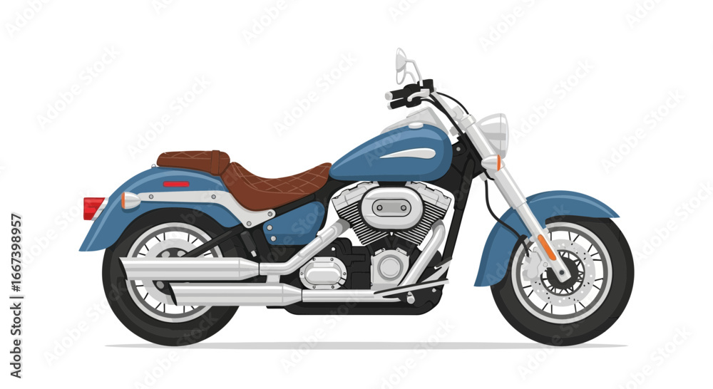 Fototapeta premium A vector illustration of a blue motorcycle isolated on a white background