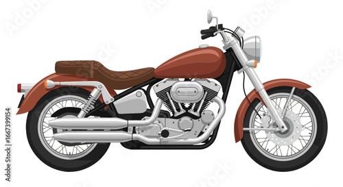 Detailed illustration of a classic motorcycle, emphasizing design elements