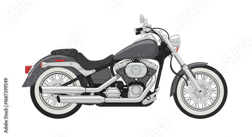 Sleek grey motorcycle illustration evoking open road freedom and adventure