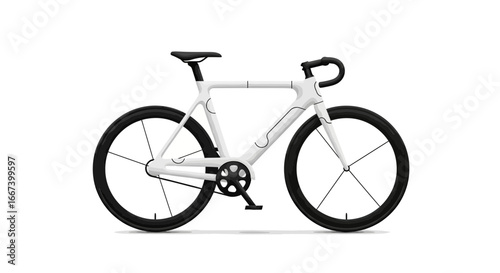 Sleek vector rendering of a white fixed gear bike, stylish monochrome